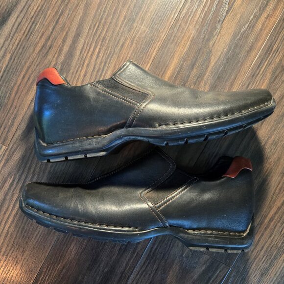 COLE HAAN Men's Black Leather & Tan Heel Slip-On Loafer SIZE 11M - Picture 2 of 9